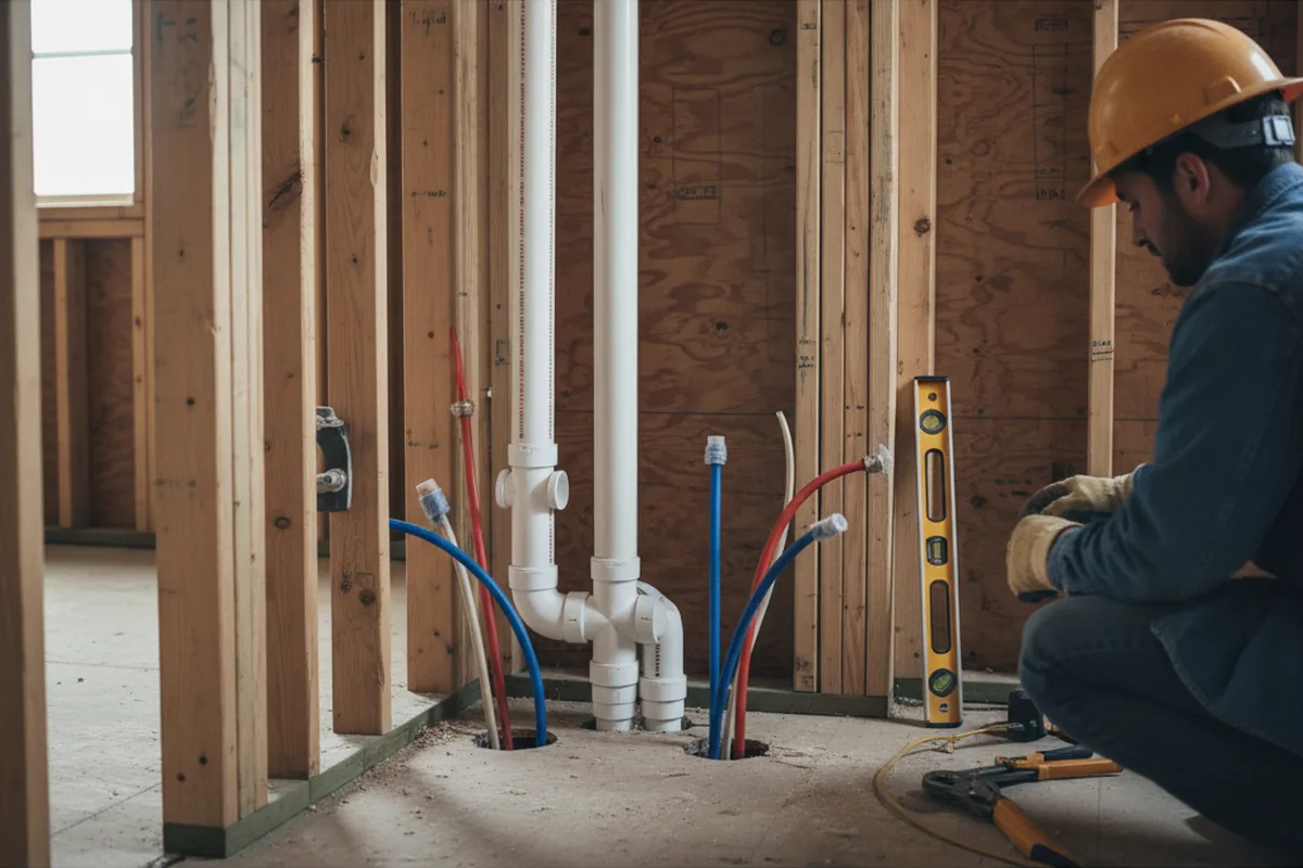 Drain and supply rough-in during Drain Cleaning in Lothian